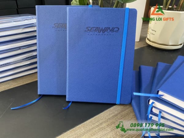 Sổ tay dán gáy Màu xanh In logo doanh nghiệp SEAWIND