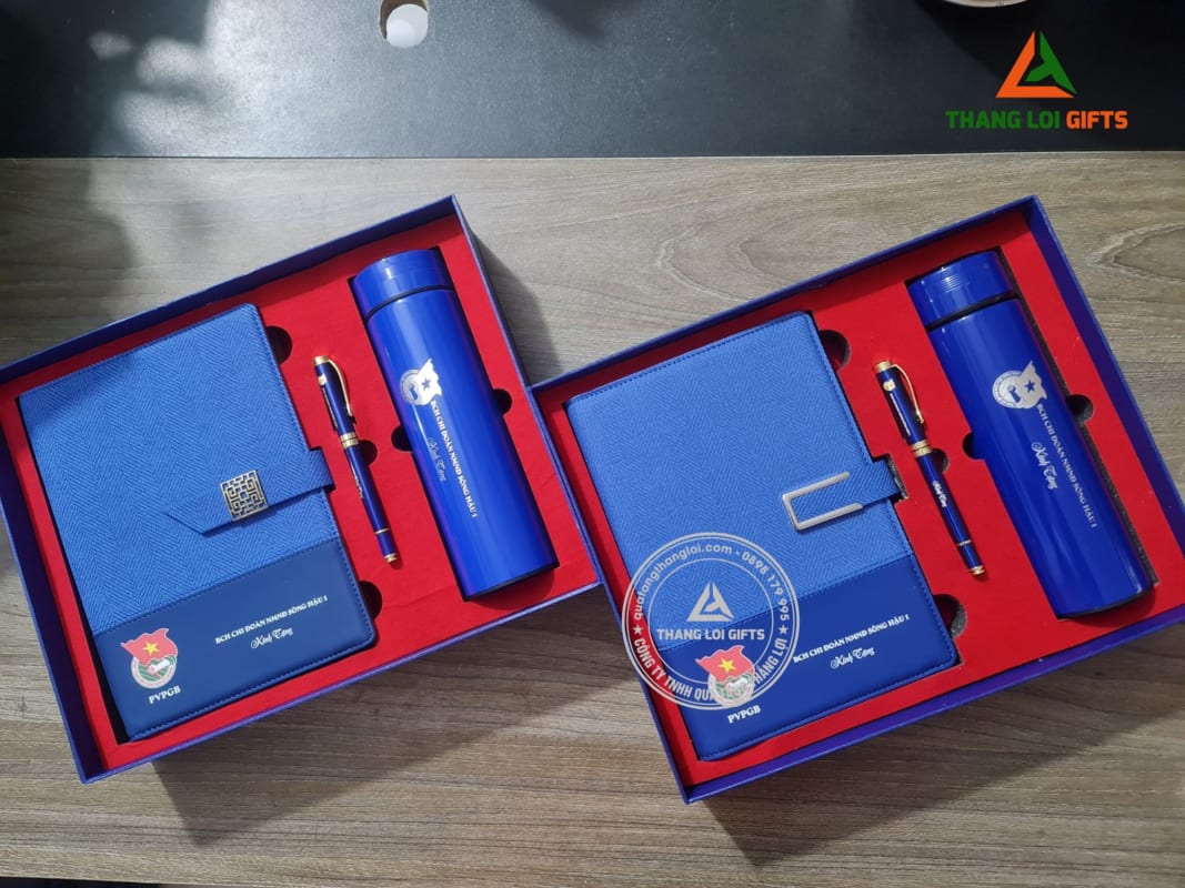 Bộ quà tặng Giftset (Sổ tay+ Bình+ Bút) - In khắc logo BCH CHI ĐOÀN