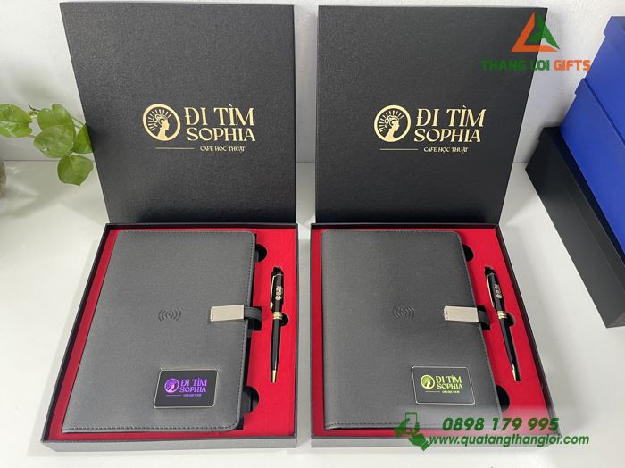 Giftset (Sổ đa năng & Bút) - Khắc nội dung Cafe học thuật ĐI TÌM SOPHIA