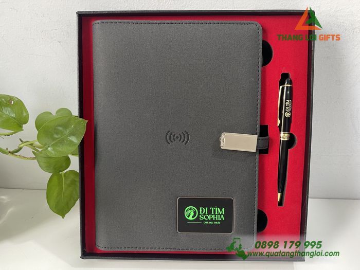 Giftset (Sổ đa năng & Bút) - Khắc nội dung Cafe học thuật ĐI TÌM SOPHIA