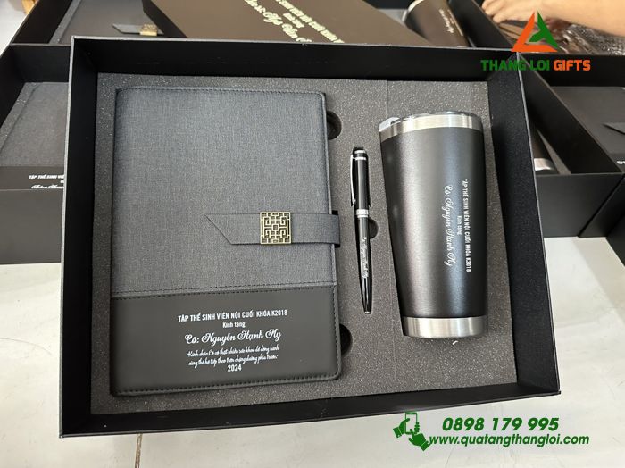 Bộ quà tặng Giftset (Sổ tay+Ly+ Bút) - In khắc nội dung tri ân Thầy cô