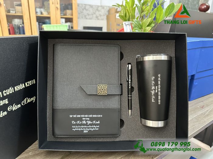 Bộ quà tặng Giftset (Sổ tay+Ly+ Bút) - In khắc nội dung tri ân Thầy cô