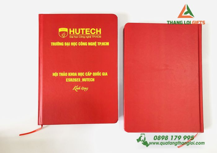 Sổ tay dán gáy Màu đỏ - In logo Trường Đại học HUTECH