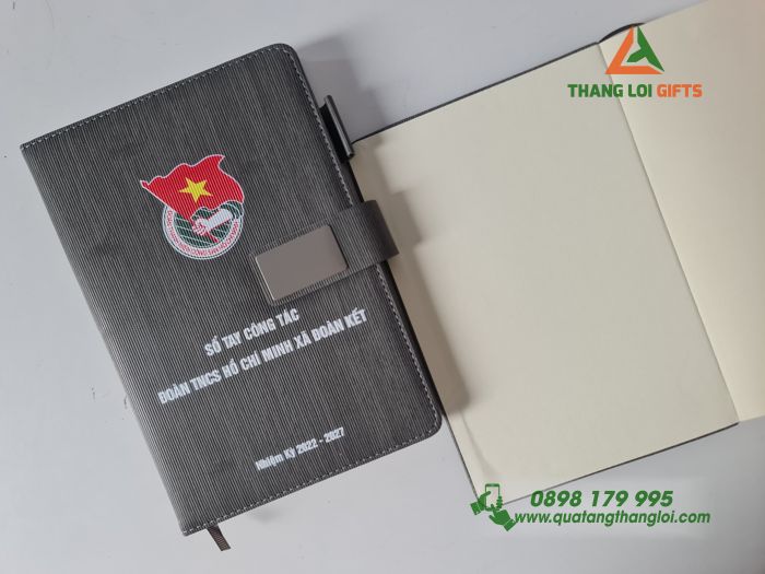 Sổ tay dán gáy - In logo Hội CCBCS+ Đoàn TNCS HCM Xã Đoàn Kết