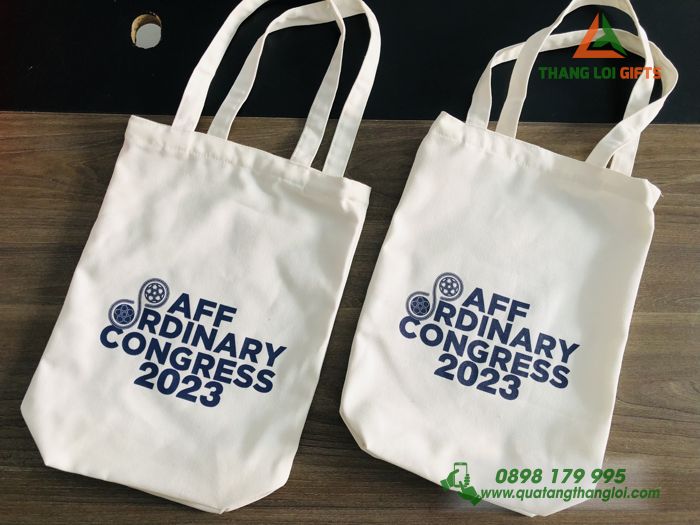 Túi vải canvas Màu trắng - In ấn logo AFF Ordinary Congress 2023Túi vải canvas Màu trắng - In ấn logo AFF Ordinary Congress 2023