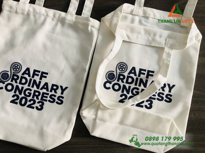 Túi vải canvas Màu trắng - In ấn logo AFF Ordinary Congress 2023