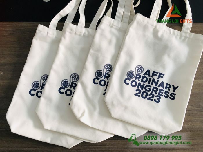 Túi vải canvas Màu trắng - In ấn logo AFF Ordinary Congress 2023Túi vải canvas Màu trắng - In ấn logo AFF Ordinary Congress 2023