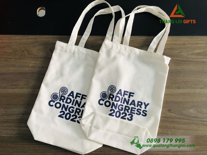 Túi vải canvas Màu trắng - In ấn logo AFF Ordinary Congress 2023Túi vải canvas Màu trắng - In ấn logo AFF Ordinary Congress 2023