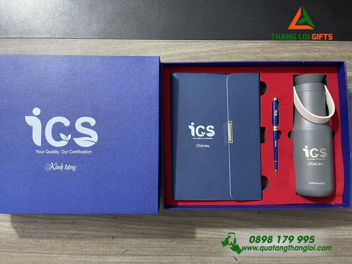 Bộ Giftset (Sổ tay+ Bút+ Bình giữ nhiệt Lock&Lock) - In khắc logo ICS