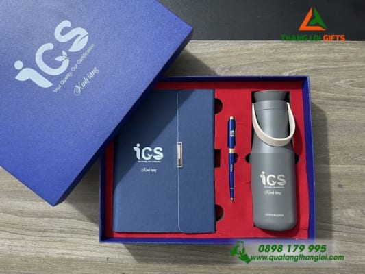 Bộ Giftset (Sổ tay+ Bút+ Bình giữ nhiệt Lock&Lock) - In khắc logo ICS