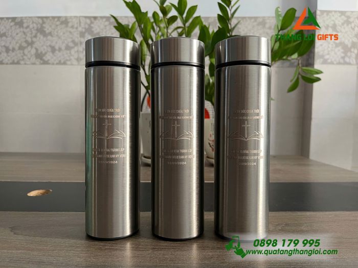 Bình giữ nhiệt Inox Màu cam - Khắc logo Hội thánh Lutheran Việt Nam