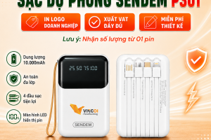 Pin Sạc Dự Phòng SENDEM P301 - 10000mAh Màu Trắng - In Logo Doanh Nghiệp