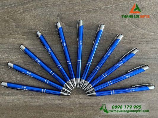 Bút Bi Kim Loại Bấm Màu Xanh - Khắc Tên Chi Bộ B1 CSKT LT27
