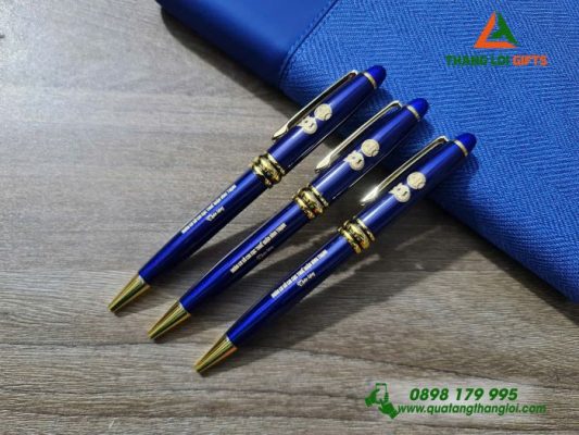 Bút Ký Kim Loại Xoay Màu Xanh Khoen Vàng - Khắc Tên Đoàn Cơ Sở Chi Cục Thuế