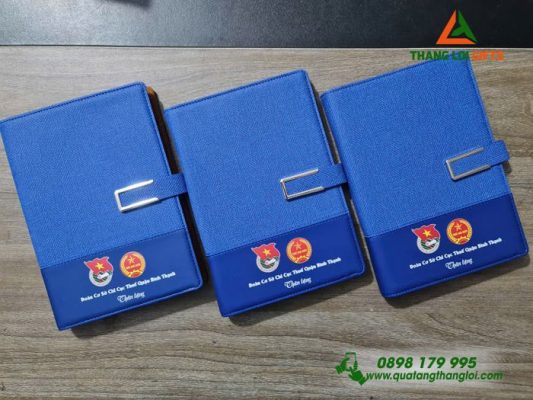 Sổ Tay Bìa Còng Màu Xanh - In Logo Đoàn Cơ Sở Chi Cục Thuế Làm Quà Tặng