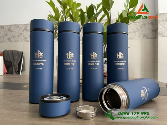 Bình Giữ Nhiệt 500ml Màu Xanh - In Khắc Logo Doanh Nghiệp Hoàng Phát