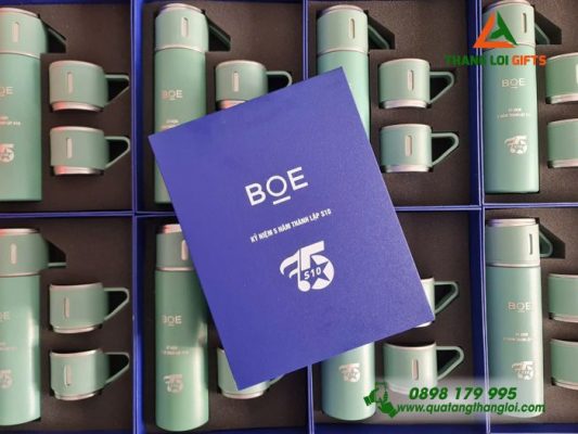 Bộ Bình Giữ Nhiệt 2 Cốc 500ml - In Khắc Logo Doanh Nghiệp BOE