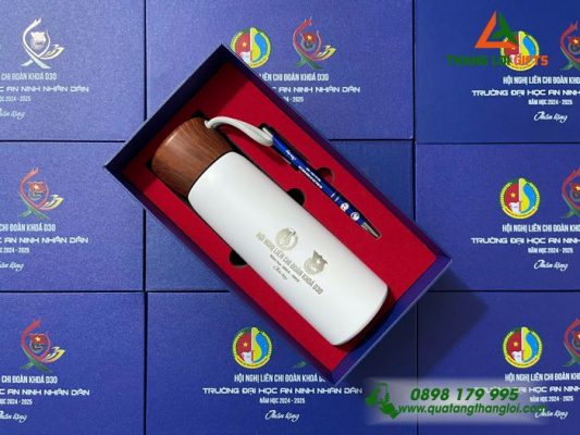 Bộ Quà Tặng (Bình Giữ Nhiệt & Bút Bi) - In Khắc Logo Đoàn Thanh Niên