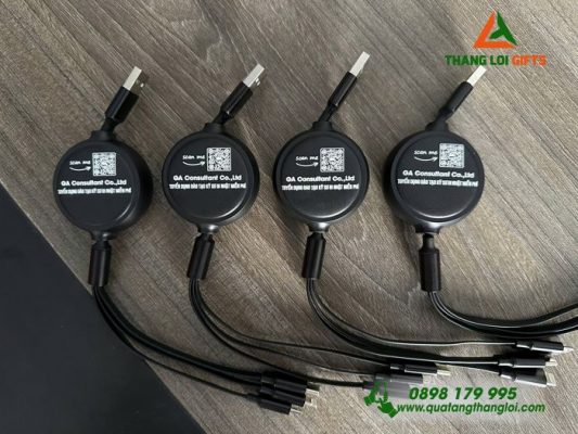Cáp Sạc 3 Đầu Hoco Màu Đen - In Logo Doanh Nghiệp GA Consultant Co.,Ltd