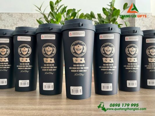 Ly Giữ Nhiệt Lock&Lock LHC3249 Màu Xanh Navy - Khắc Logo Hải Quan Việt Nam