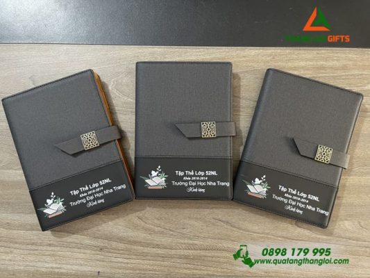 Sổ Tay Bìa Còng Màu Đen - In Tên Trường Đại Học Nha Trang
