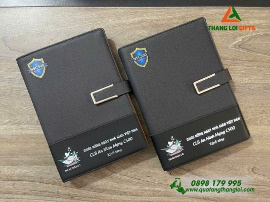 Sổ Tay Bìa Còng Màu Đen - In Logo CLB An Ninh Mạng C500