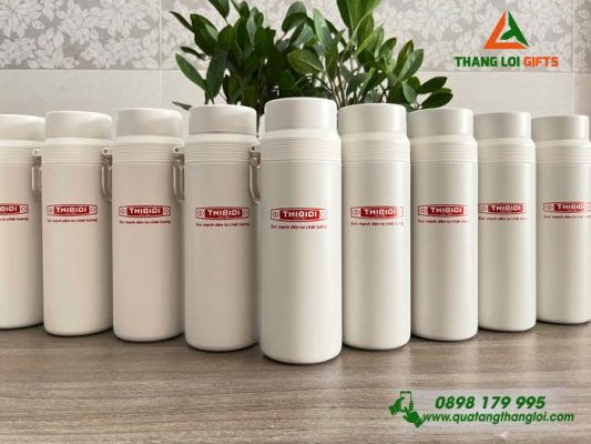 Bình Giữ Nhiệt Elmich EL8383 Màu Trắng Ngà - In Logo Doanh Nghiệp THIBIDI