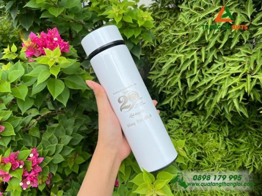 Bình Giữ Nhiệt Màu Trắng 500ml - Khắc Logo Kỷ Niệm 20 Năm Ngày Ra Trường