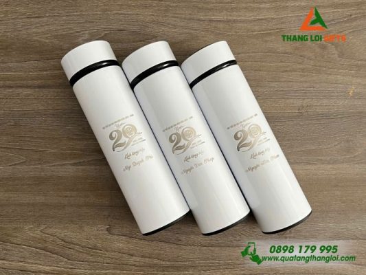 Bình Giữ Nhiệt Màu Trắng 500ml - Khắc Logo Kỷ Niệm 20 Năm Ngày Ra Trường