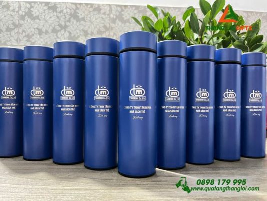 Bình Giữ Nhiệt Màu Xanh - Khắc Logo Doanh Nghệp Tân Minh
