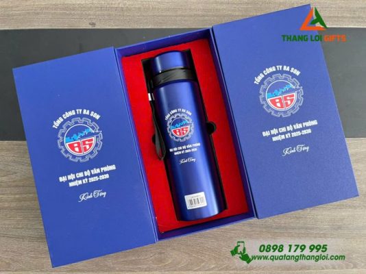 Bình Giữ Nhiệt Lock&Lock LHC6180 800ml Màu Xanh Đậm - Khắc Logo Tổng Công Ty Ba Son