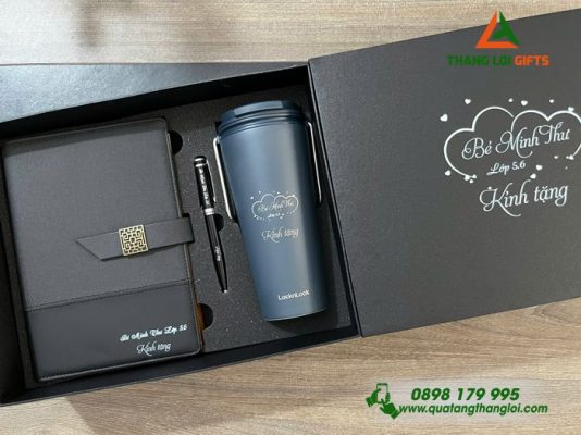 Bộ Quà Tặng (Sổ+ Ly Lock&Lock+ Bút) - In Khắc Tên Làm Quà Tặng Thầy Cô Giáo