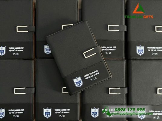Sổ Tay Bìa Còng Màu Đen - In Logo Trường Đại học Giao Thông Vận Tải