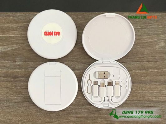 Cáp Sạc Đa Năng Màu Trắng - In Logo Báo Tuổi Trẻ