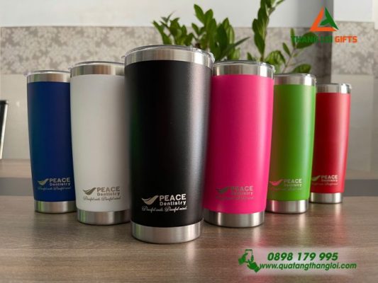 Ly Giữ Nhiệt 600ml - Khắc Logo Doanh Nghiệp PEACE