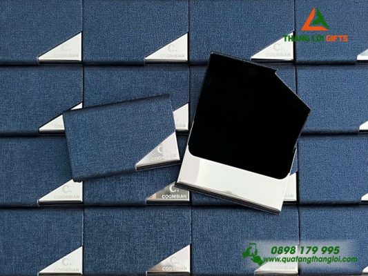 Hộp Đựng Namecard Vát Cạnh Màu Xanh - Khắc Logo Doanh Nghiệp COGNISIAN