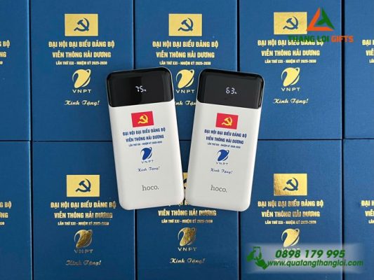 Pin Sạc Dự Phòng Hoco 10.000mAh - In Logo Đại Hội Đảng Bộ Viễn Thông VNPT