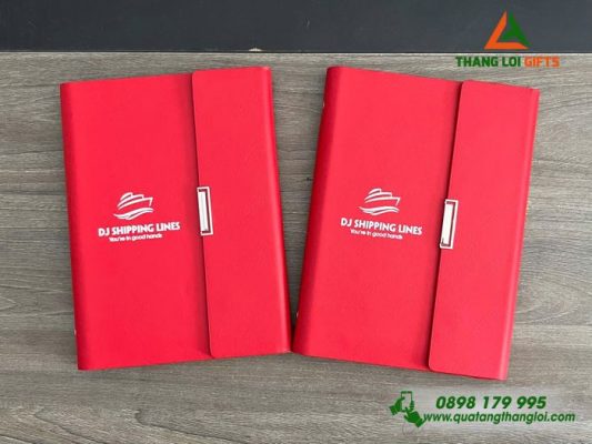 Sổ Tay Bìa Còng Gập 3 Màu Đỏ - In Logo Doanh Nghiệp DJ SHIPPING LINES