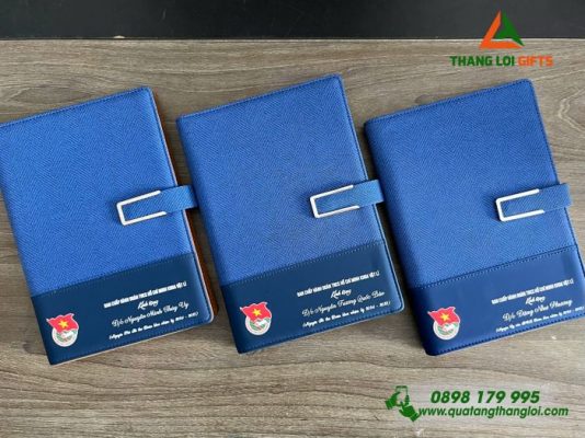 Sổ Tay Bìa Còng Màu Xanh - In Logo Đoàn Thanh Niên Cộng Sản Việt Nam