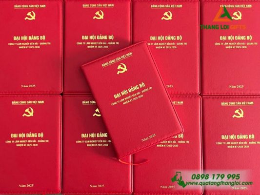 Sổ Tay Dán Gáy Màu Đỏ - In Logo Đảng Cộng Sản Việt Nam