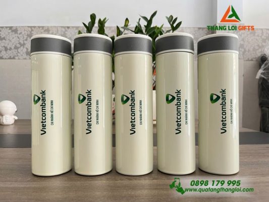 Bình Giữ Nhiệt Inox316 Hiện Thị Đèn Led - In Logo Ngân Hàng Vietcombank VCB
