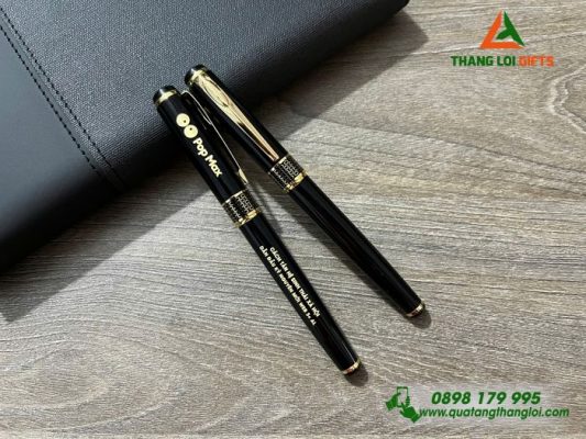 Bút Ký Kim Loại Khoen Hình Tổ Ong - Khắc Logo Kênh Truyền Hình Pop Max