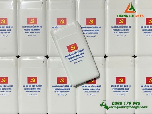 Pin Sạc Dự Phòng Hoco 10.000mAh - In Logo Đảng Làm Quà Đại Hội Đảng Bộ Phường Chánh Hưng
