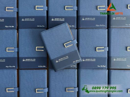 Bút Sổ Tay Bìa Còng Màu Xanh - In Logo Doanh Nghiệp JAVIAR