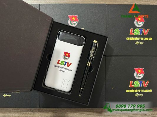 Bộ Quà Tặng (Pin Sạc Dự Phòng & Bút Ký) - In Khắc Logo Đài PT-TH Lạng Sơn LSTV