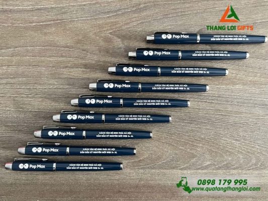 Bút Ký Kim Loại Màu Xanh Navy - Khắc Logo Pop Max