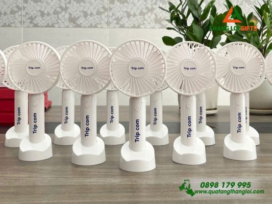 Quạt Cầm Tay Mini Màu Trắng - In Logo Doanh Nghiệp Trip.com