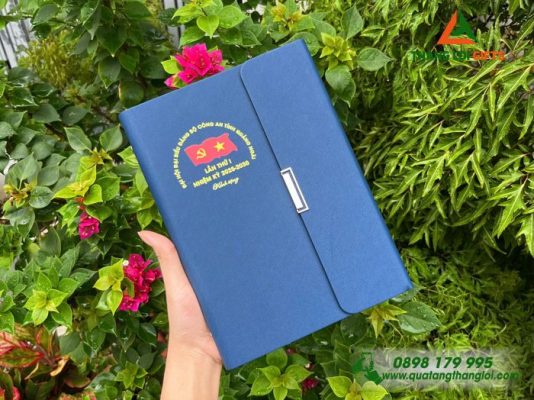 Sổ Tay Bìa Còng Gập 3 - In Logo Đại Hội Đảng Bộ Công An Tỉnh Quãng Ngãi
