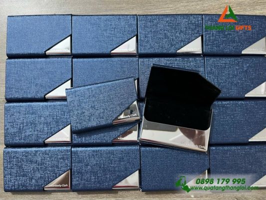 Hộp Đựng Namecard Vát Cạnh Màu Xanh - Khắc Logo Doanh Nghiệp Kimberly Clark