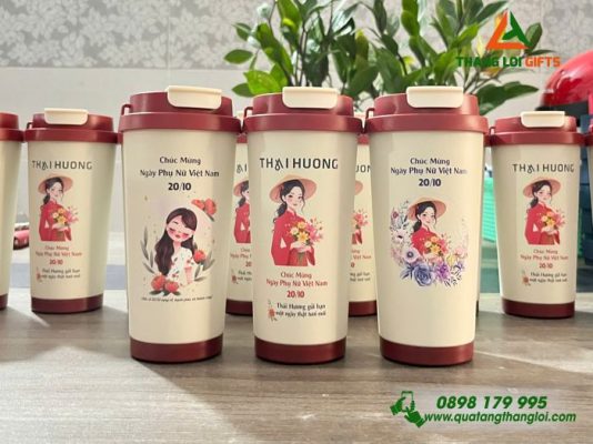 Ly Giữ Nhiệt 530ml Màu Đỏ - In Logo Doanh Nghiệp Thái Hương Làm Quà Nhân Ngày 20/10